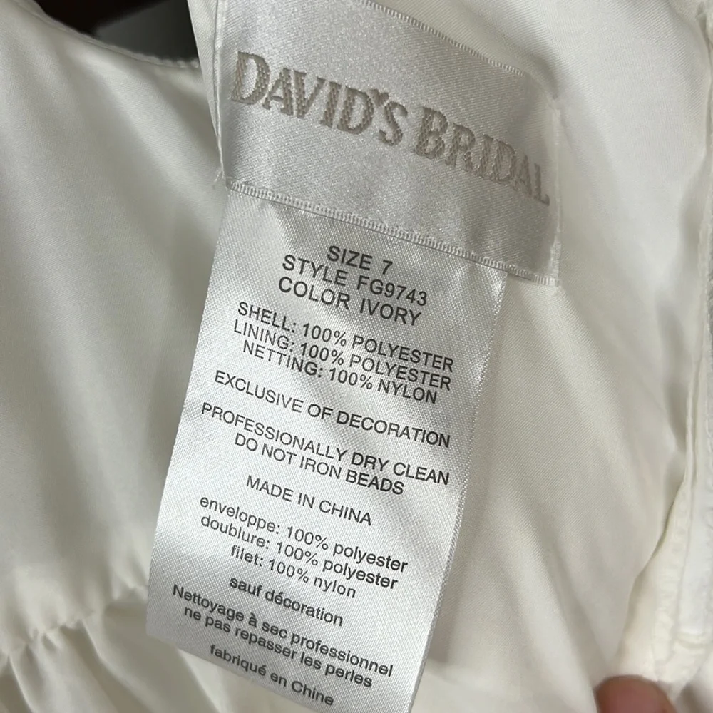 David's Bridal Girls Ivory Beaded Empire Waist Formal Dress - Picture 9 of 9